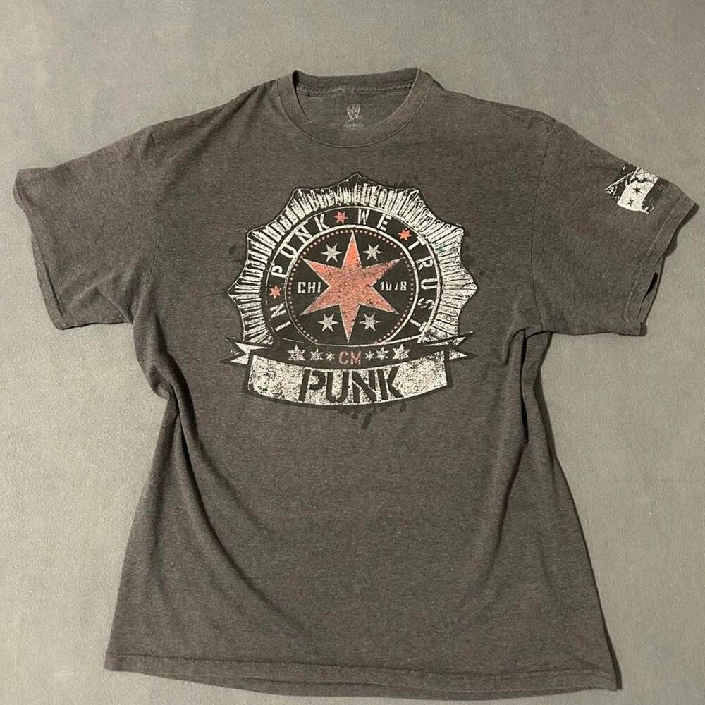 Wwe Men's Grey and Black T-shirt